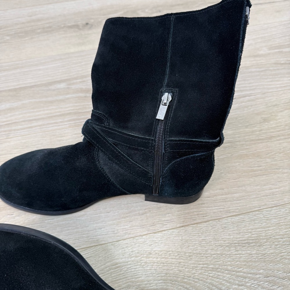 Black Suede Mid-Calf Women's Boots - Picture 9 of 9